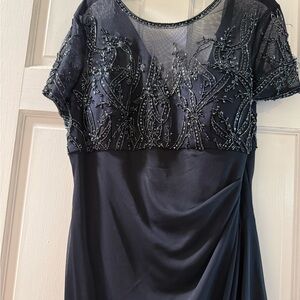 Xscape Navy Beaded Gown